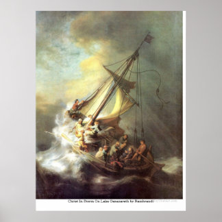 Poster Christ en tempête sur le lac Genezareth par Rembra