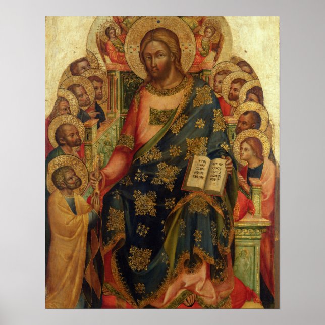 Poster Christ Enthroné de Saints et d'Anges Remettre la (Devant)