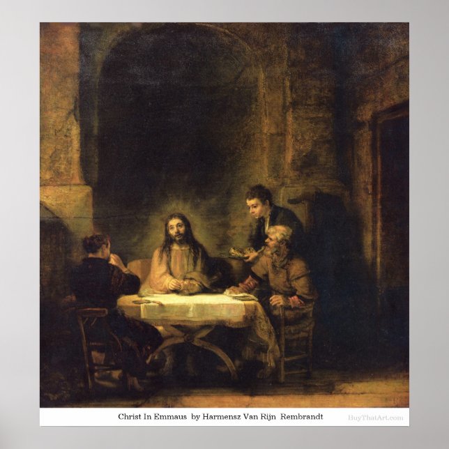 Poster Christ In Emmaus par Harmensz Van Rijn Rembrandt (Devant)