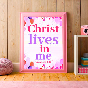 Poster Christ vit en moi Boho Christian Ado Girl Art