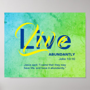 Poster Christian ABUNDANT LIFE Inspiration Citation VERTE
