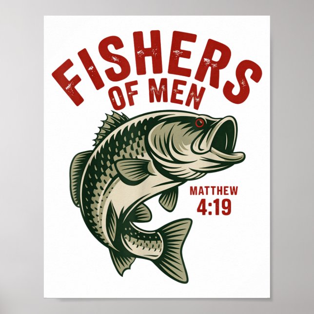 Poster Christian Angler Fishers Of Men Matthew 4 19 Verse (Devant)