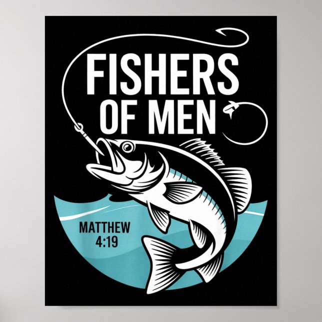 Poster Christian Angler Fishers Of Men Matthew 4 19 Verse (Devant)
