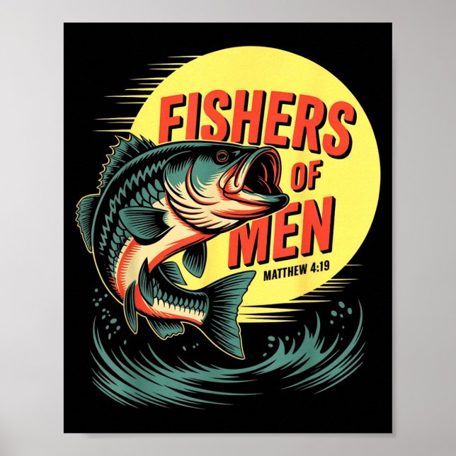Poster Christian Angler Fishers Of Men Matthew 4 19 Verse (Devant)