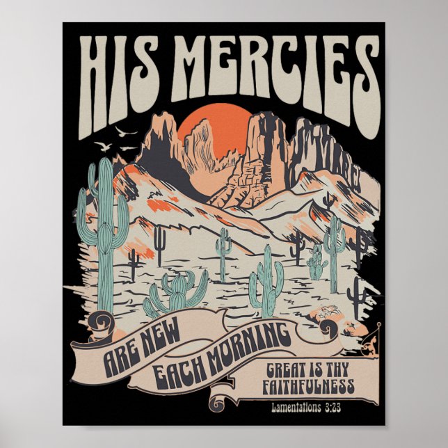 Poster Christian Bible Verse His Mercies Are New Each Mor (Devant)