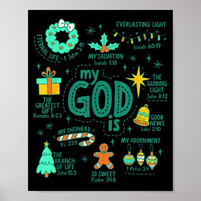 Poster Christian Christmas My God Is Jesus Is The Reason  (Devant)