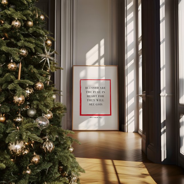 Poster Christian Christmas Wall Art Matthieu 5:8 (Christmas Christian Wall Art, Matthew 5:8, Christian Christmas Prints, Minimalist Christmas Decor)