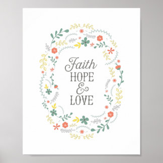 Poster Christian Faith Hope Love Wreath Scripture