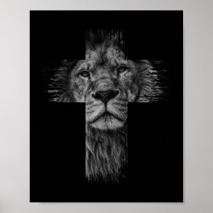 Poster Christian Jésus Lion de Tribe Juda Croix Cadeau po