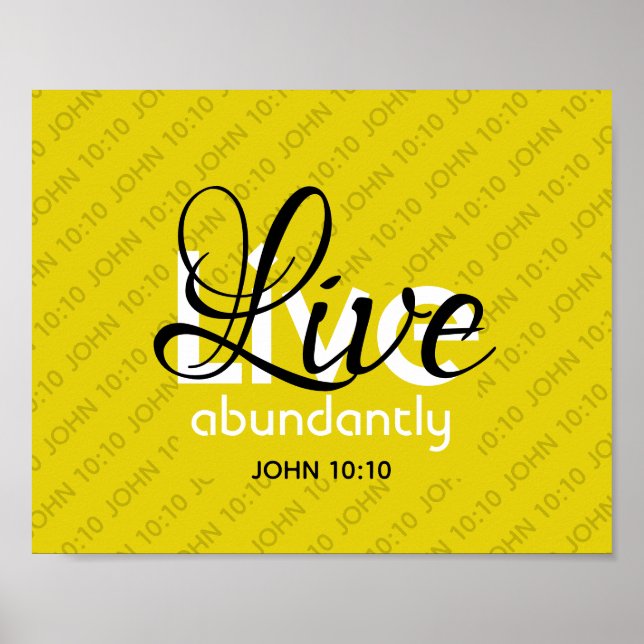 Poster Christian JOHN 10:10 VIVRE ABONDAMMENT Jaune (Devant)