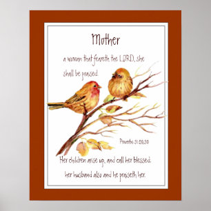 Poster Christian Mother Scripture Proverbes 31 Aquarelle