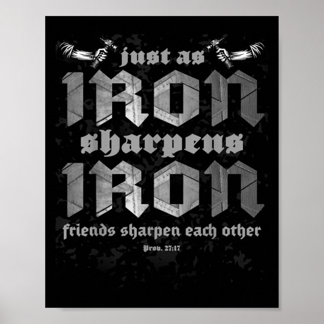 Poster Christian Papa Iron Sharpens Iron Bible Proverbes  (Devant)