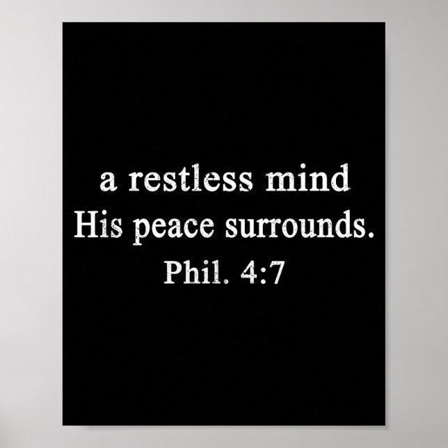 Poster Christian Shirts A Restless Mind His Peace Worship (Devant)