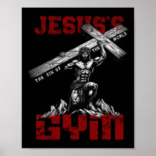 Poster Christian Workout Tee Jesus's Gym Bodybuilder Moti