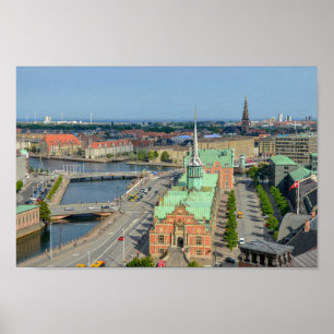 Poster Christiansborg Palace Tower Vue sur le Stock Excha