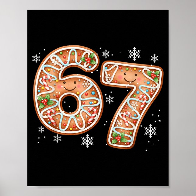 Poster Christmas 6 7 Six Seven Funny 67 Meme Gingerbread  (Devant)