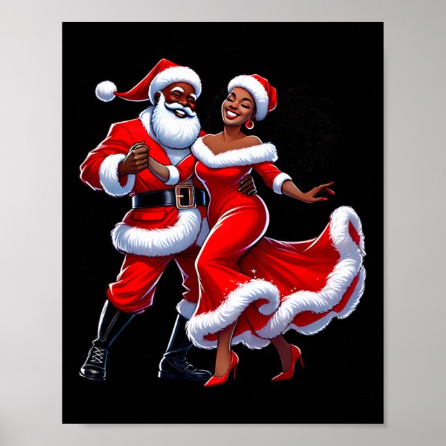 Poster Christmas African Santa Mrs Claus Dancing African  (Devant)