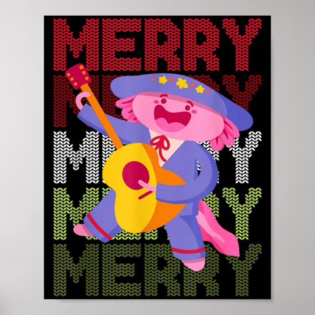 Poster Christmas Axolotl Ugly Sweater Funny Christmas Sno (Devant)