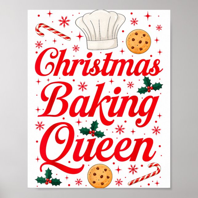 Poster Christmas Baking Queen Funny Xmas Cookie Lover Wom (Devant)