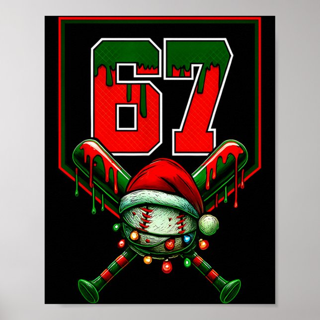 Poster Christmas Baseball Drip Number 67 Player Or 67th B (Devant)