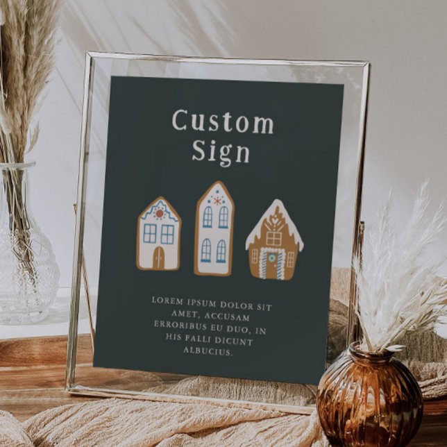 Poster Christmas Blue Gingerbread House Custom Sign (Créateur téléchargé)