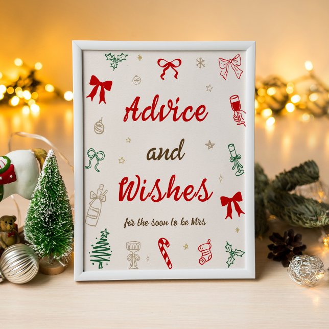 Poster Christmas Bridal Shower Advice and Wishes (Créateur téléchargé)
