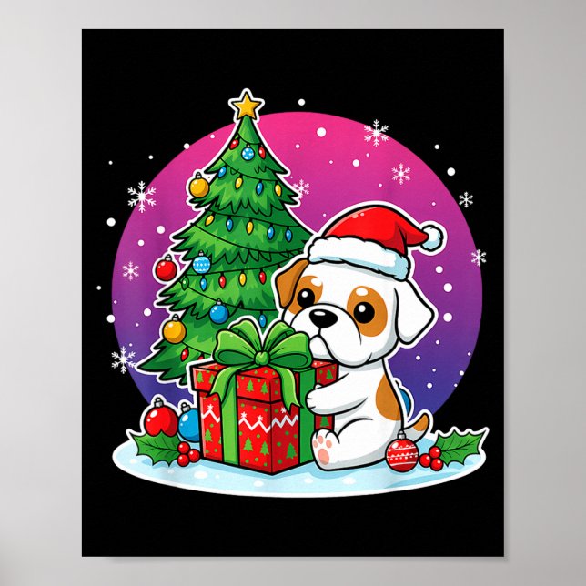 Poster Christmas Bulldog Santa Hat Xmas Bulldog Lover Men (Devant)