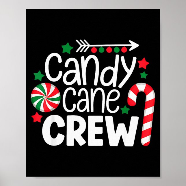 Poster Christmas Candy Cane Crew Shirt Women Girls Boys K (Devant)