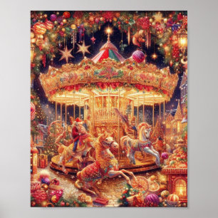Poster 'Christmas Carousel Joy'