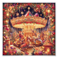Poster 'Christmas Carousel Joy'