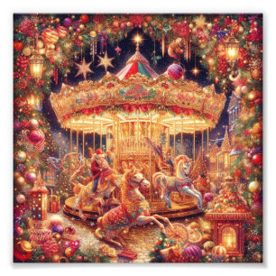 Poster 'Christmas Carousel Joy'