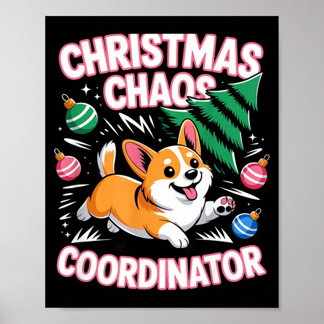 Poster Christmas Chaos Coordinator Xmas Puppy Funny Welsh (Devant)