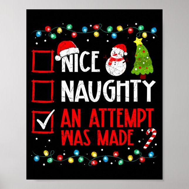 Poster Christmas Checklist Naughty Nice An Attempt Was Ma (Devant)