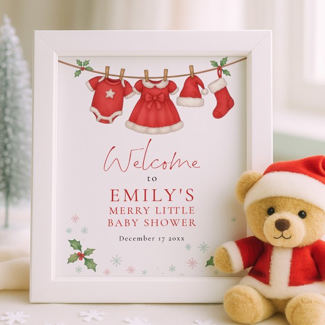 Poster Christmas Clothesline Welcome Baby Shower (Créateur téléchargé)