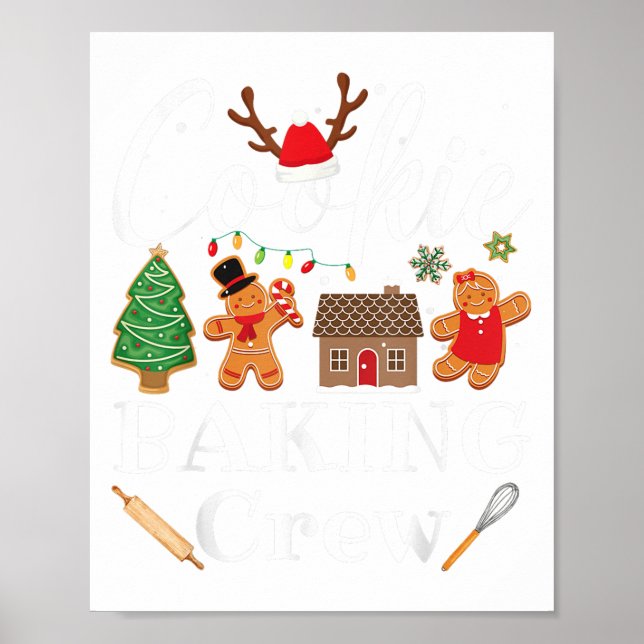 Poster Christmas Cookie Baking Équipe de cuisine familial (Devant)