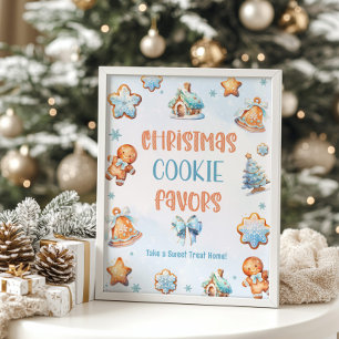 Poster Christmas Cookie Faveurs garçon bleu fête d'annive