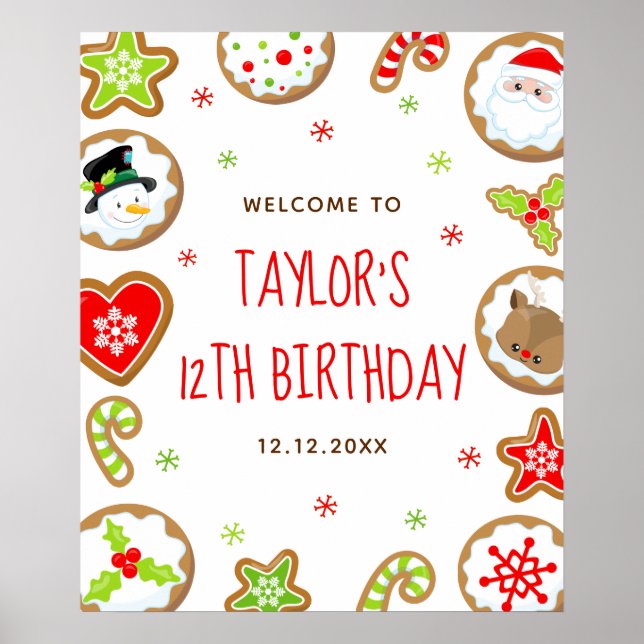 Poster Christmas Cookies Birthday Red Green Welcome Sign (Devant)