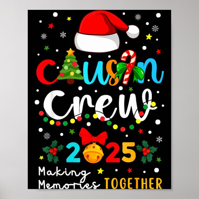 Poster Christmas Cousin Crew 2025 Santa Kids Men Women Fa (Devant)