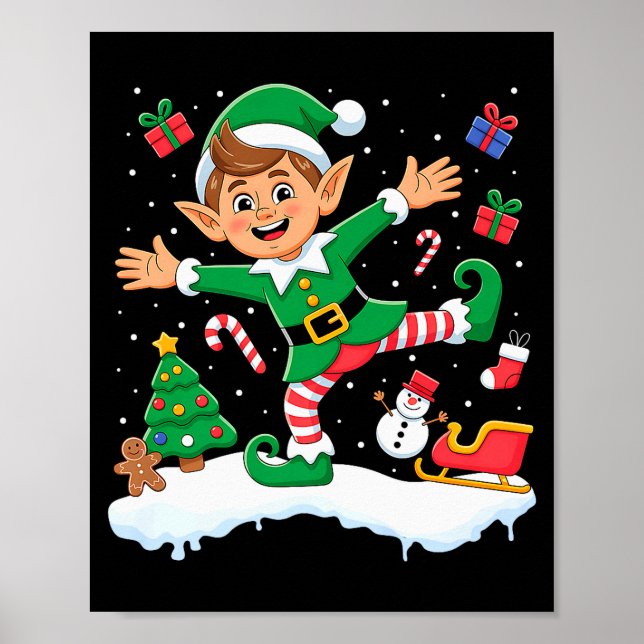 Poster Christmas Dabbing Elf Tree Lights Boys Kids Dab Xm (Devant)