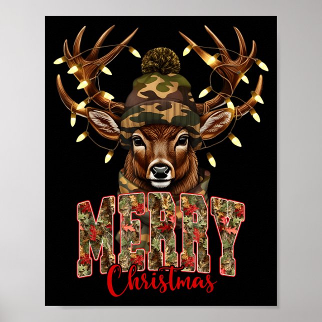 Poster Christmas Deer Camouflage Hunting Camo Reindeer &a (Devant)