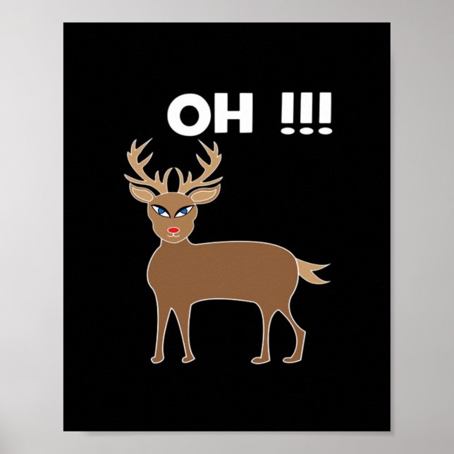 Poster Christmas Deer Season Cute Festive Retro Style  (Devant)