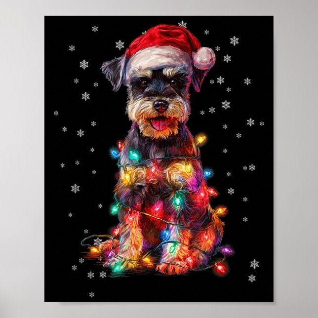 Poster Christmas Dog Schnauzer Santa Xmas Women Men Kids  (Devant)