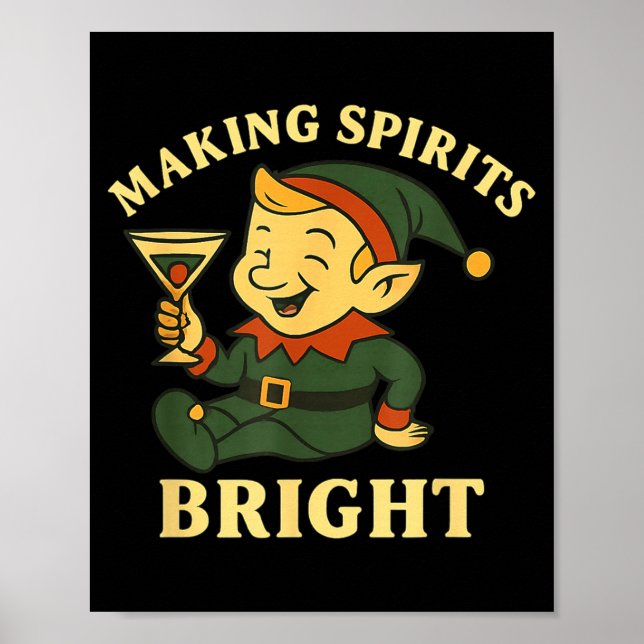 Poster Christmas Elf Martini Funny Alcohol Saying Srits B (Devant)