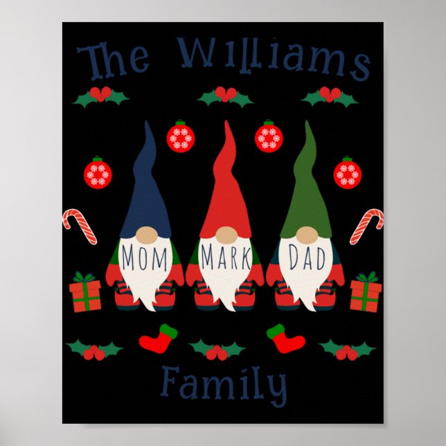 Poster Christmas Family Gnomes Cute And Funny T Shirt  (Devant)