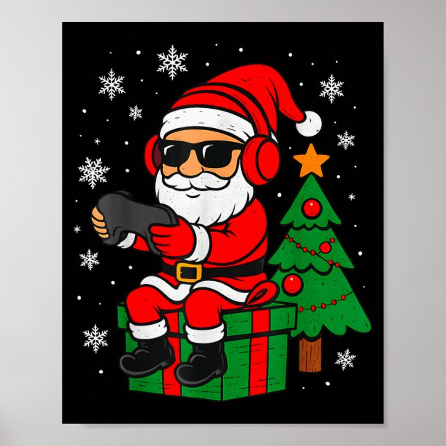 Poster Christmas Gamer Retro Santa Funny Xmas Gaming Men  (Devant)