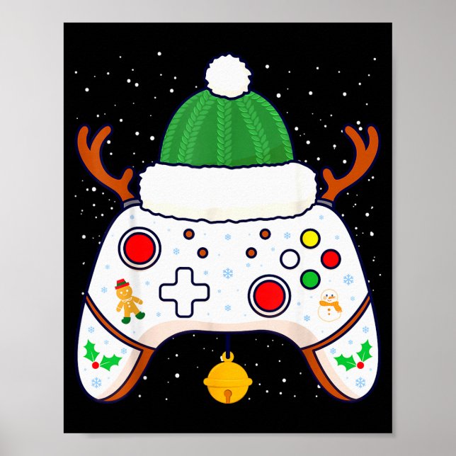 Poster Christmas Gamer Video Game Controller Gamepad  (Devant)