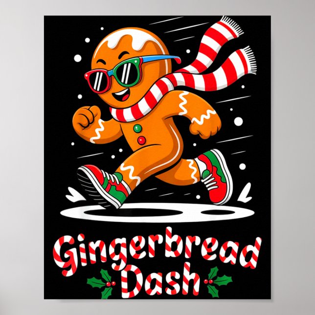 Poster Christmas Gingerbread Dash Running Runner Xmas Mar (Devant)