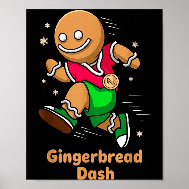 Poster Christmas Gingerbread Dash Running Runner Xmas Mar (Devant)