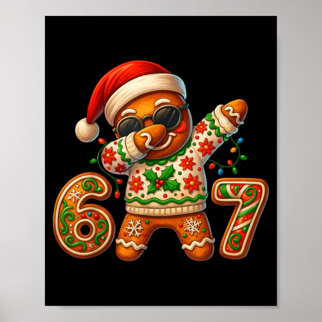 Poster Christmas Gingerbread Six Seven 67 Meme Xmas Slang (Devant)