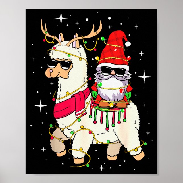 Poster Christmas Gnome On Llama, Cute Alpaca Chanukah Chr (Devant)